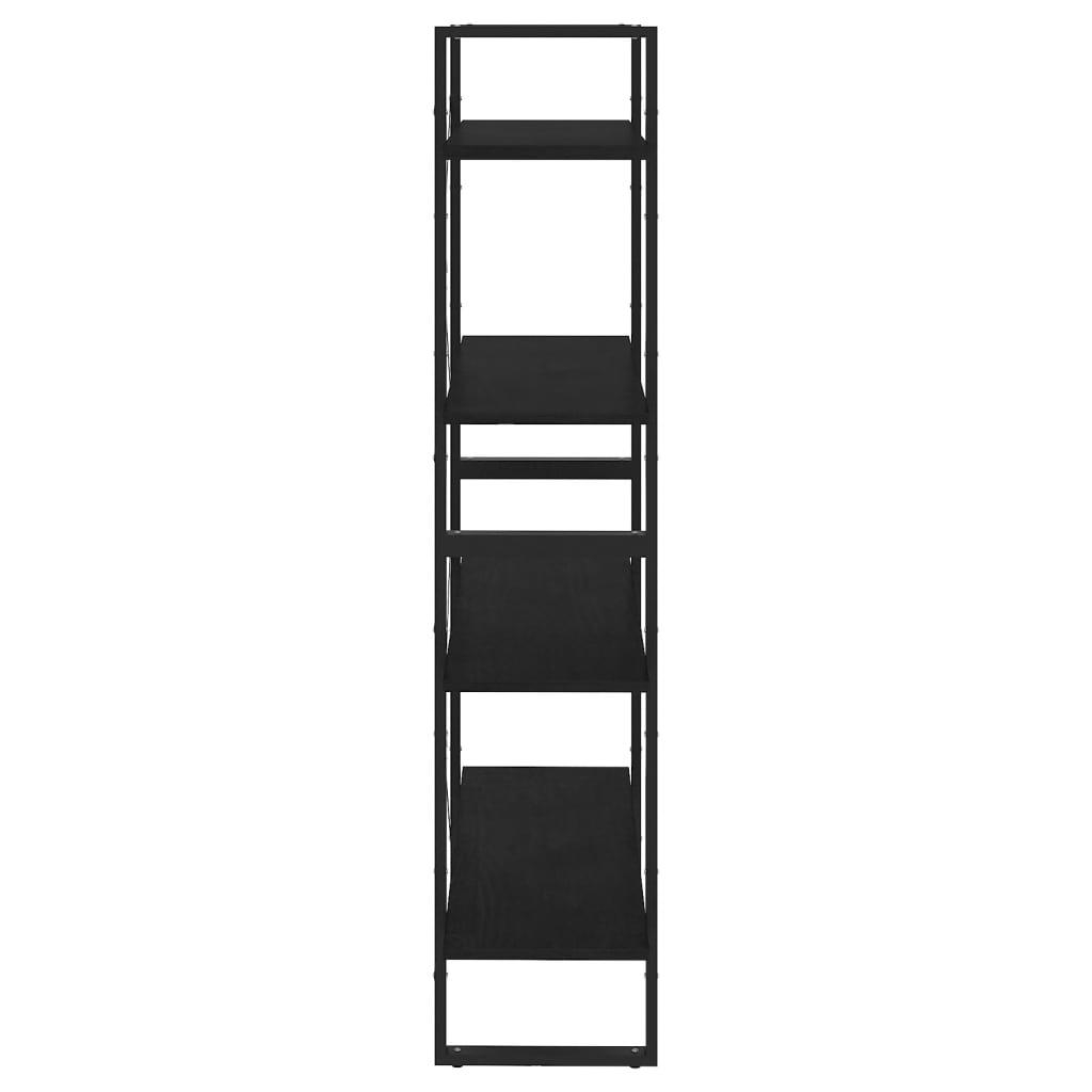 Book Cabinet | Black | Solid Pine Wood, Metal | 80 x 30 x 140 cm