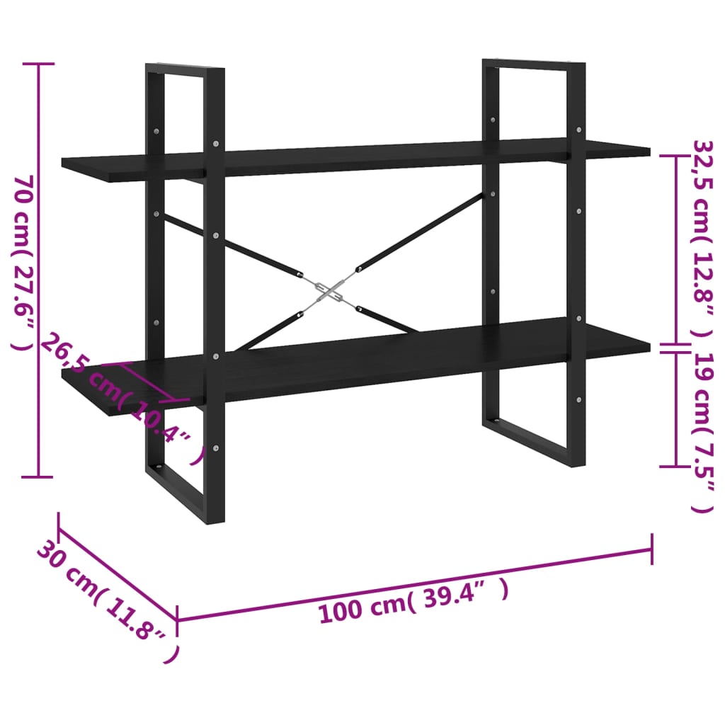 Book Cabinet | Black | Solid Pine Wood, Metal | Medium | Book Cabinet