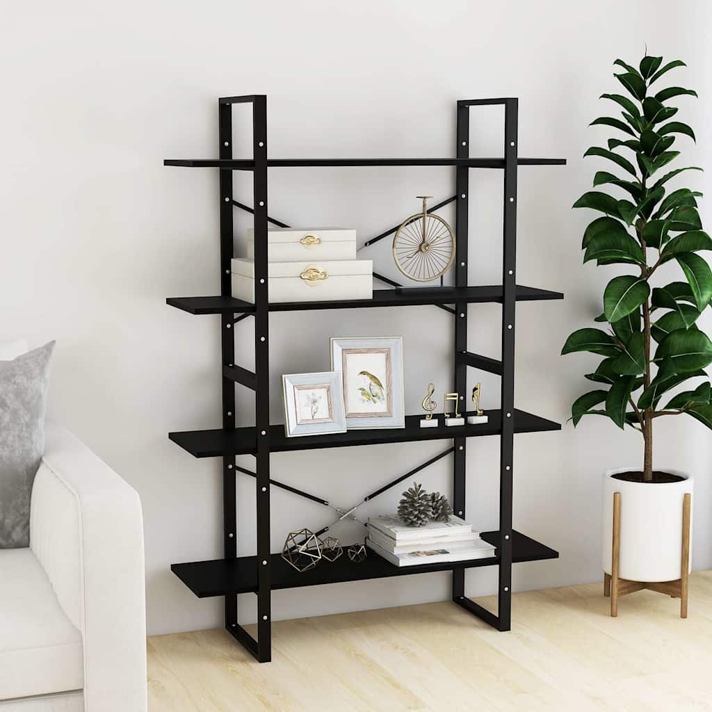 Book Cabinet | Black | Solid pine wood, metal | Large | Book Cabinet