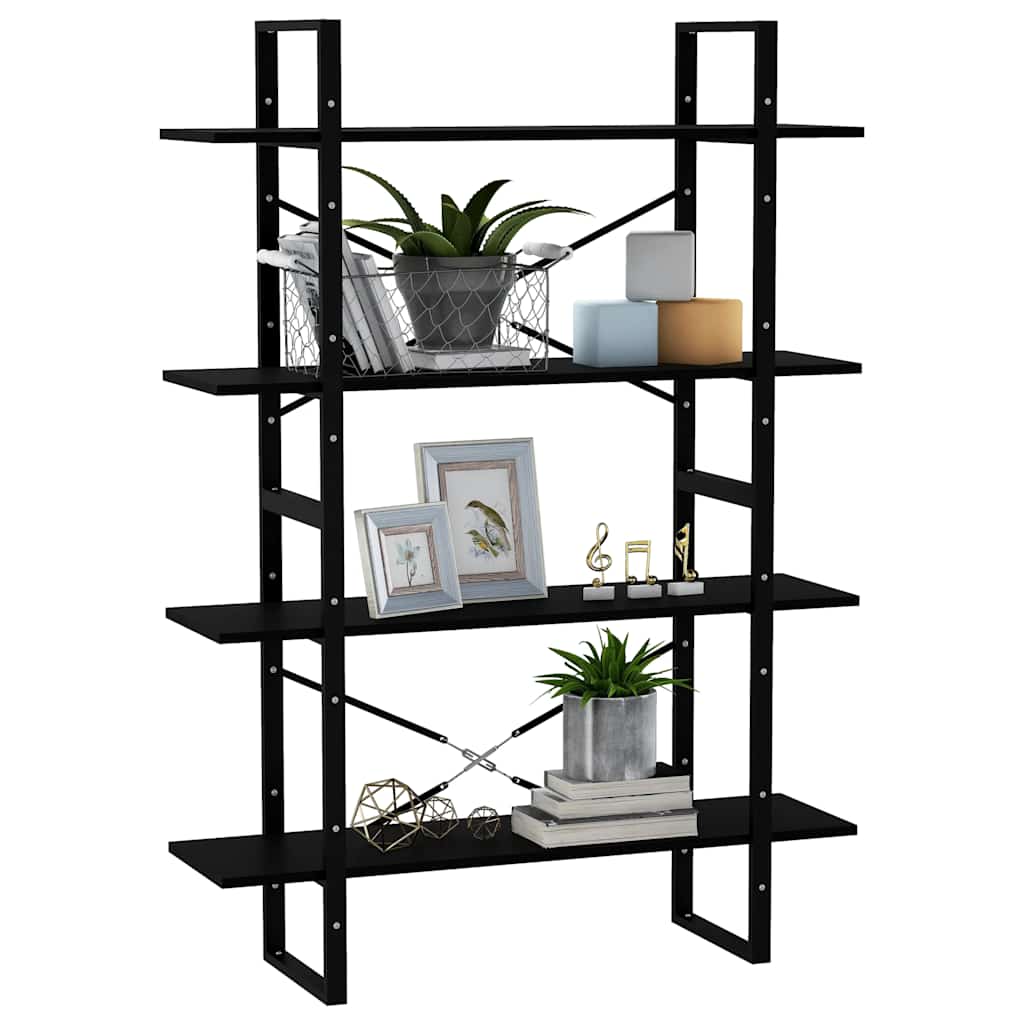 Book Cabinet | Black | Solid pine wood, metal | Large | Book Cabinet