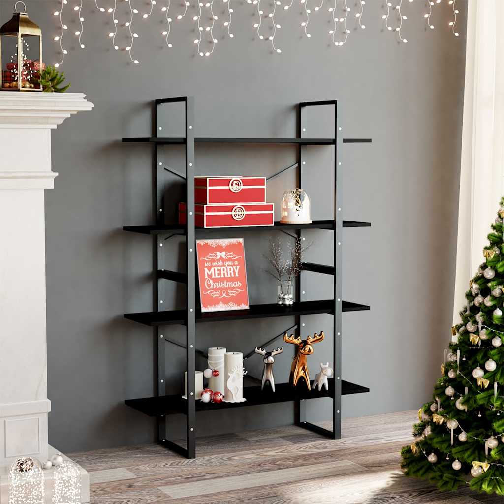 Book Cabinet | Black | Solid pine wood, metal | Large | Book Cabinet