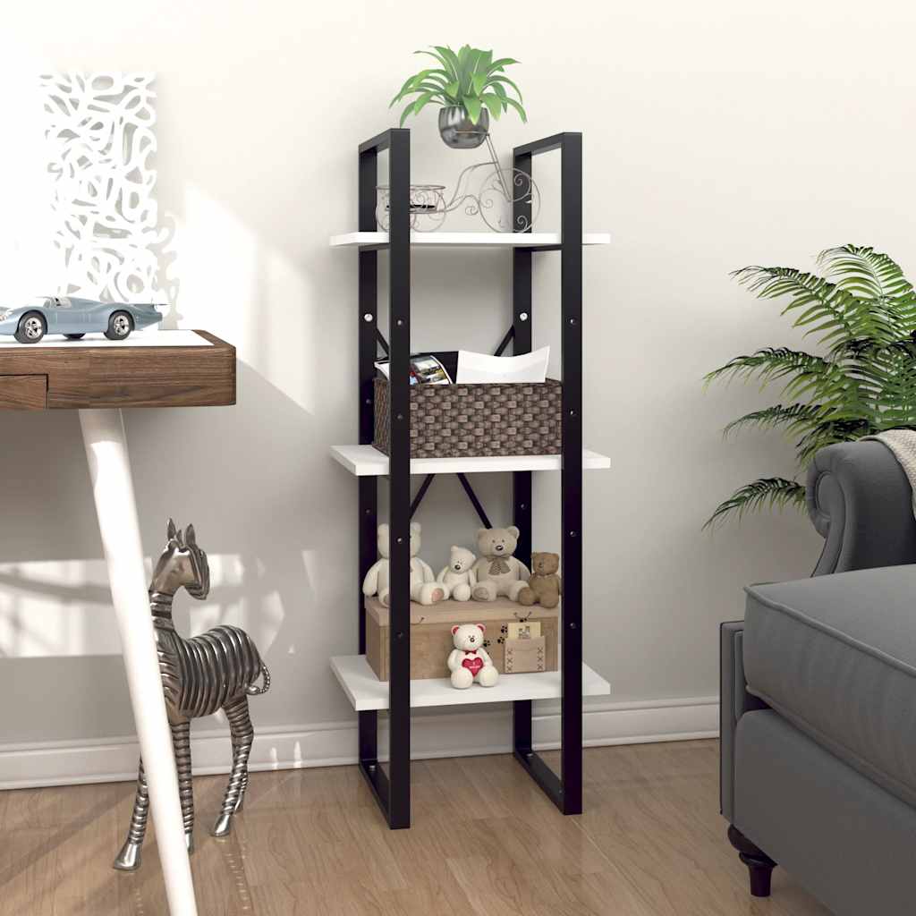 3-Tier Book Cabinet White 40x30x105 cm Engineered Wood