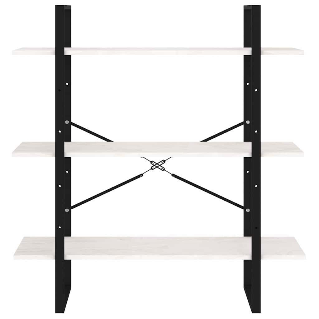3-Tier Book Cabinet White 100x30x105 cm Solid Pine Wood