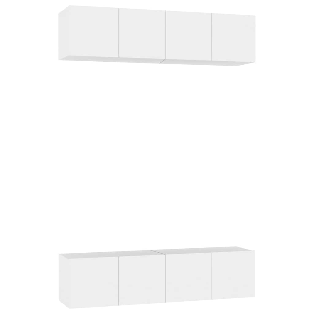 4 Piece TV Cabinet Set White 60x30x30 cm Engineered Wood