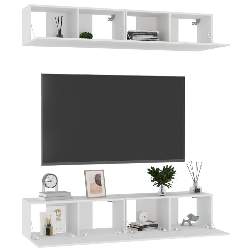 vidaXL TV Cabinets 4 pcs White 80x30x30 cm Engineered Wood