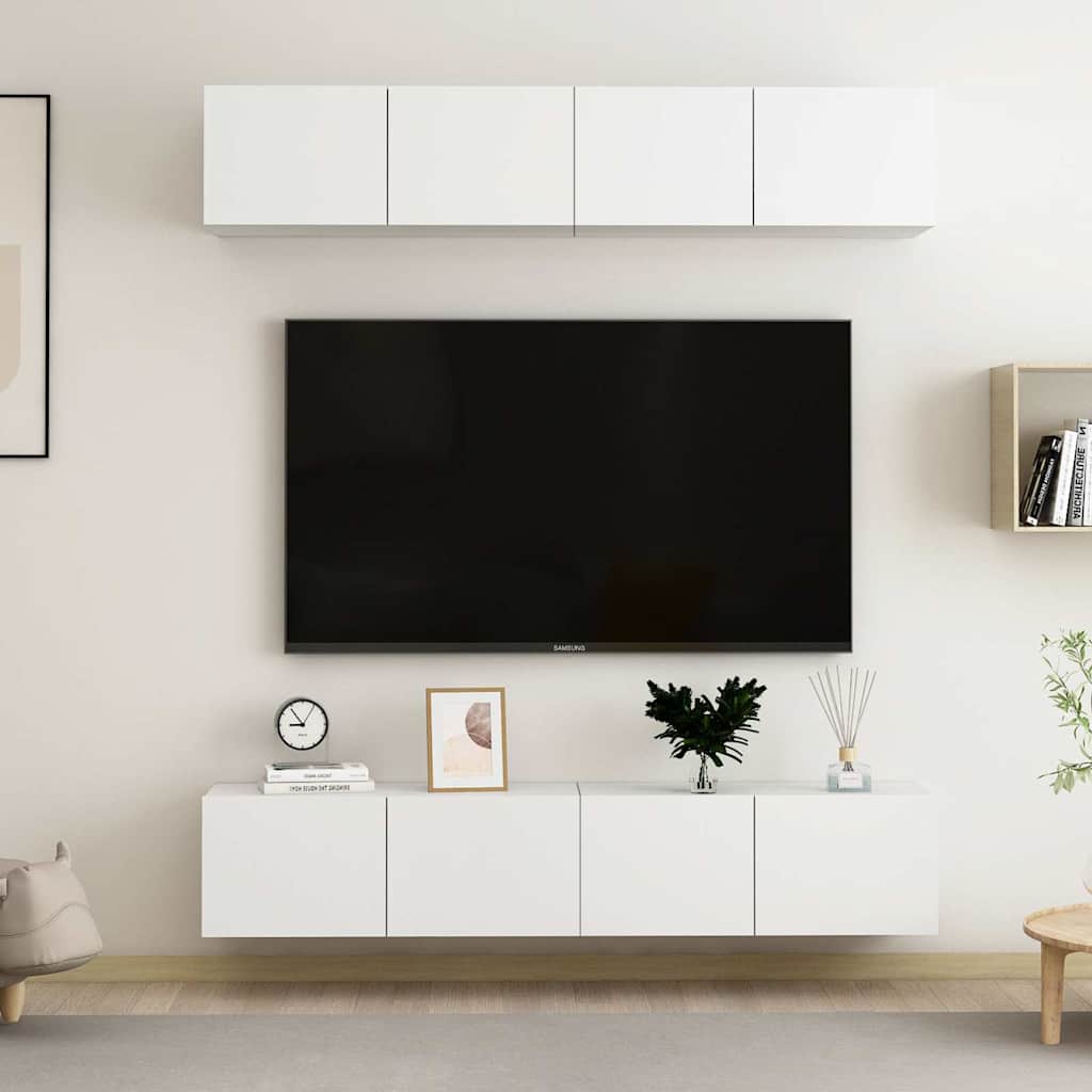 4 Piece TV Cabinet Set White 80x30x30 cm Engineered Wood