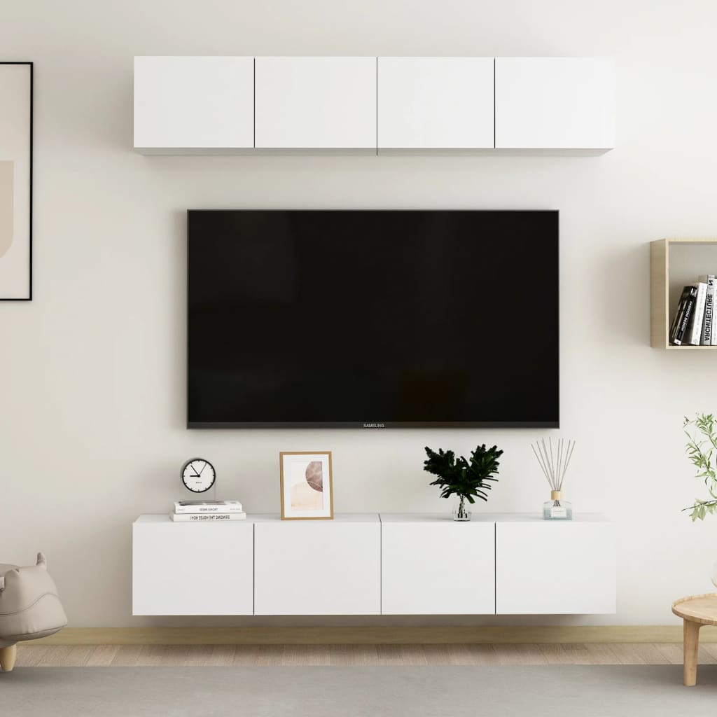 vidaXL TV Cabinets 4 pcs White 80x30x30 cm Engineered Wood