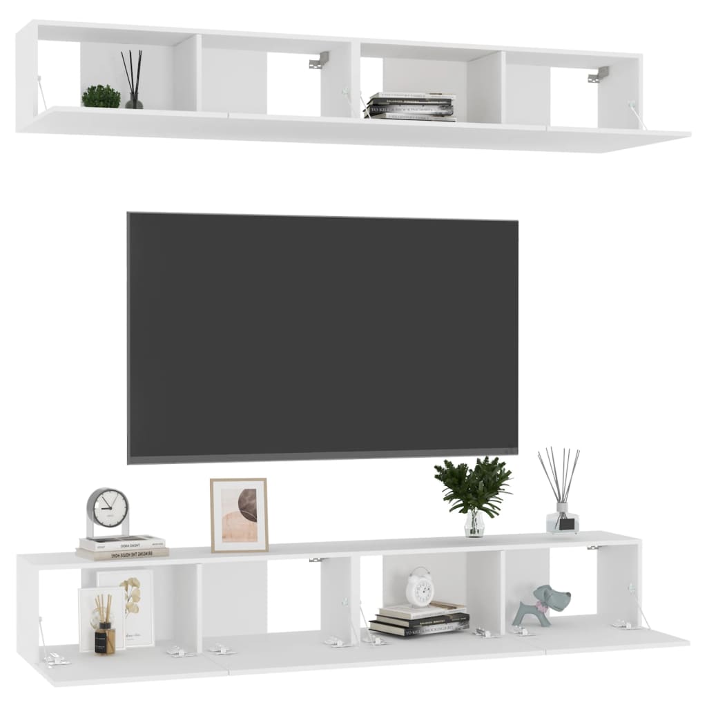 vidaXL TV Cabinets 4 pcs White 100x30x30 cm Engineered Wood