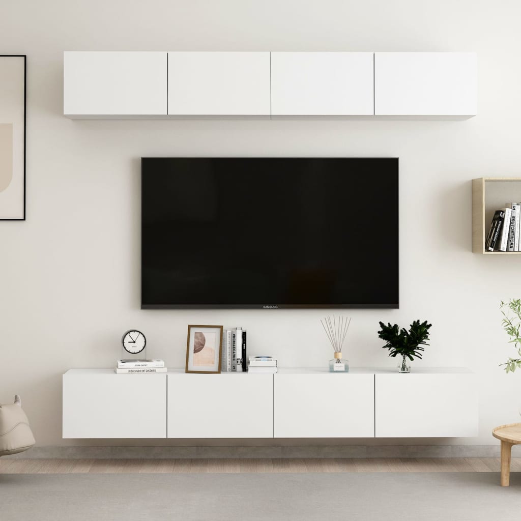 vidaXL TV Cabinets 4 pcs White 100x30x30 cm Engineered Wood