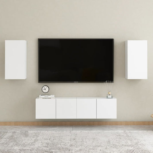 vidaXL 4 Piece TV Cabinet Set White Engineered Wood