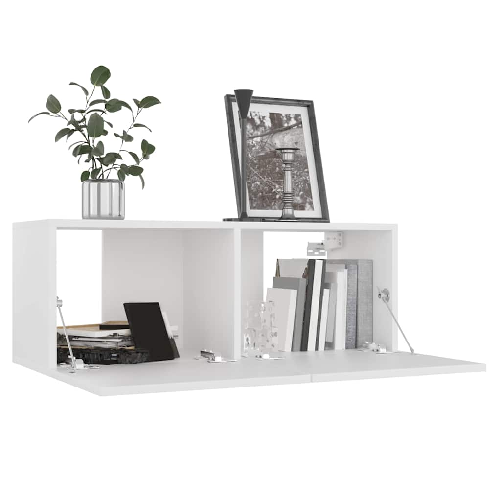 4 Piece TV Cabinet Set White Engineered Wood