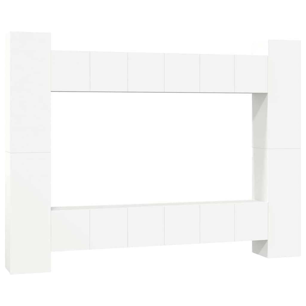 10 Piece TV Cabinet Set White Engineered Wood