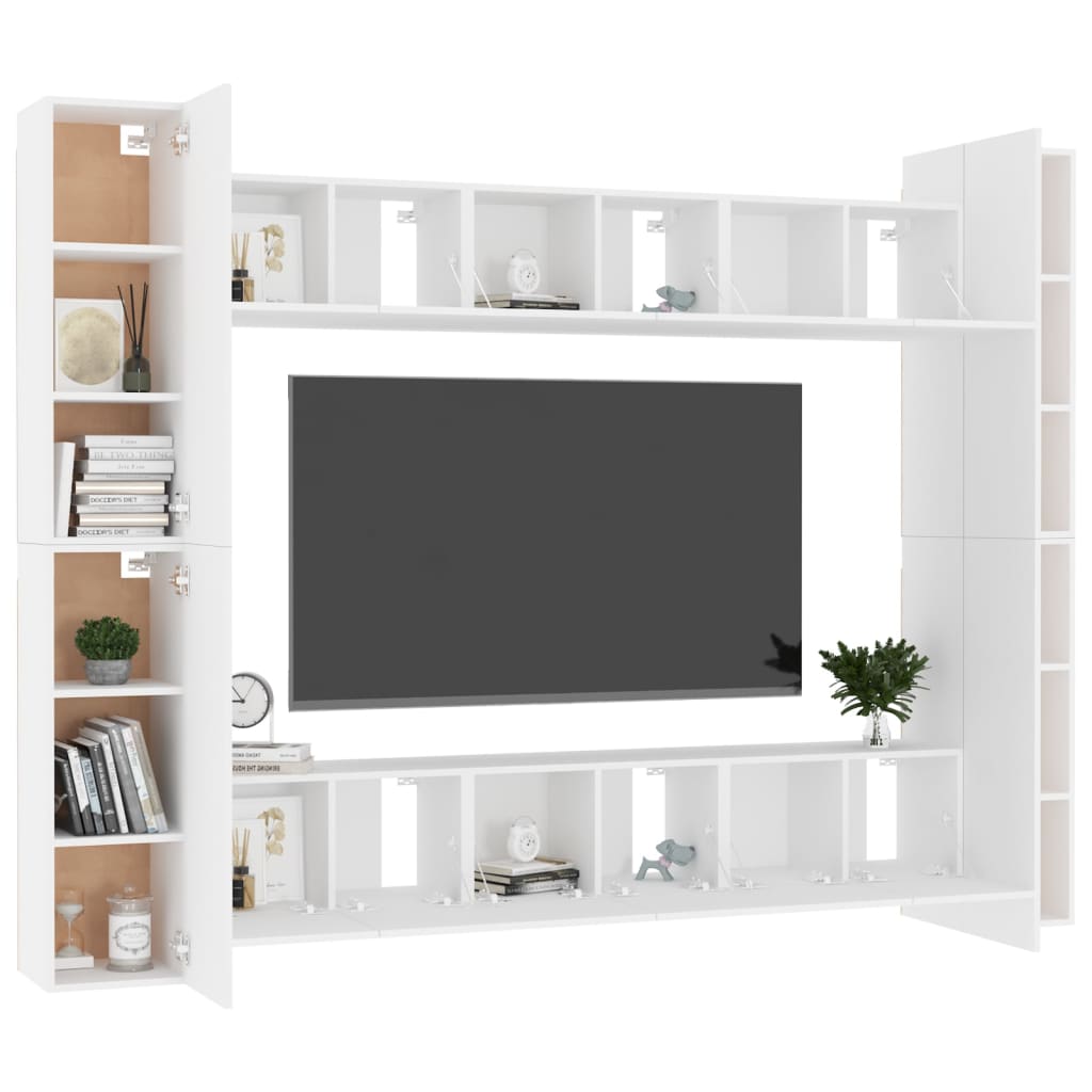 vidaXL 10 Piece TV Cabinet Set White Engineered Wood