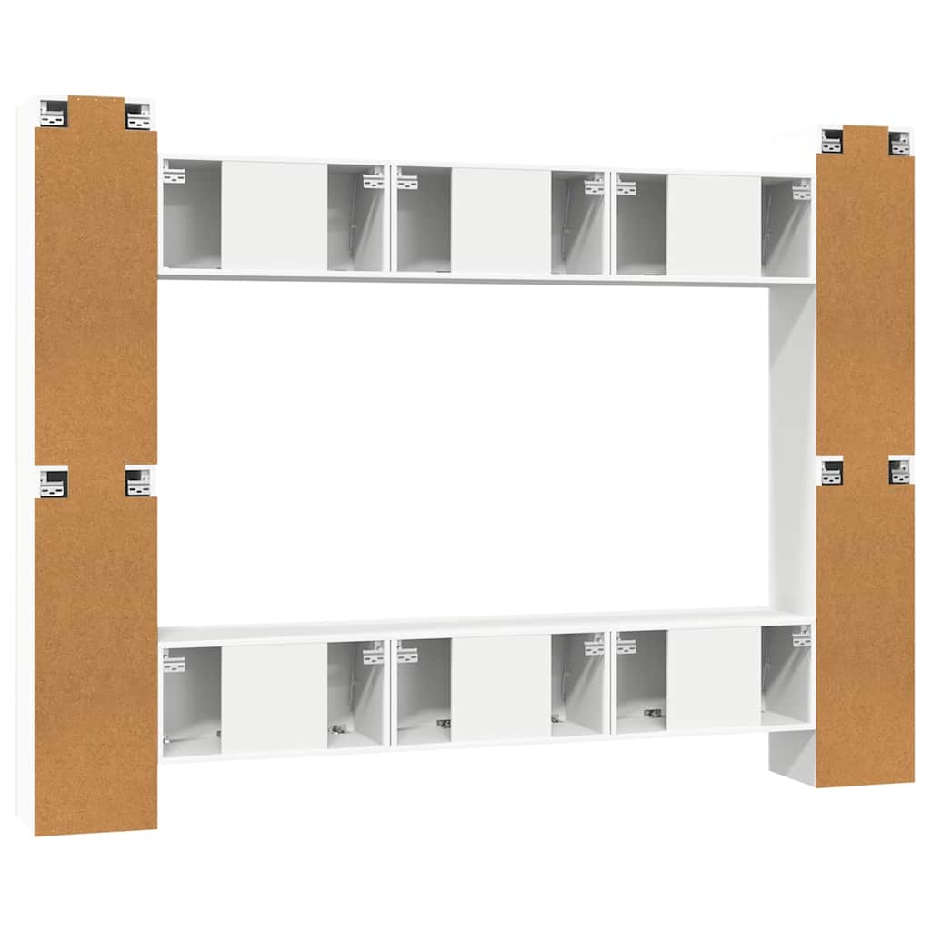 10 Piece TV Cabinet Set White Engineered Wood
