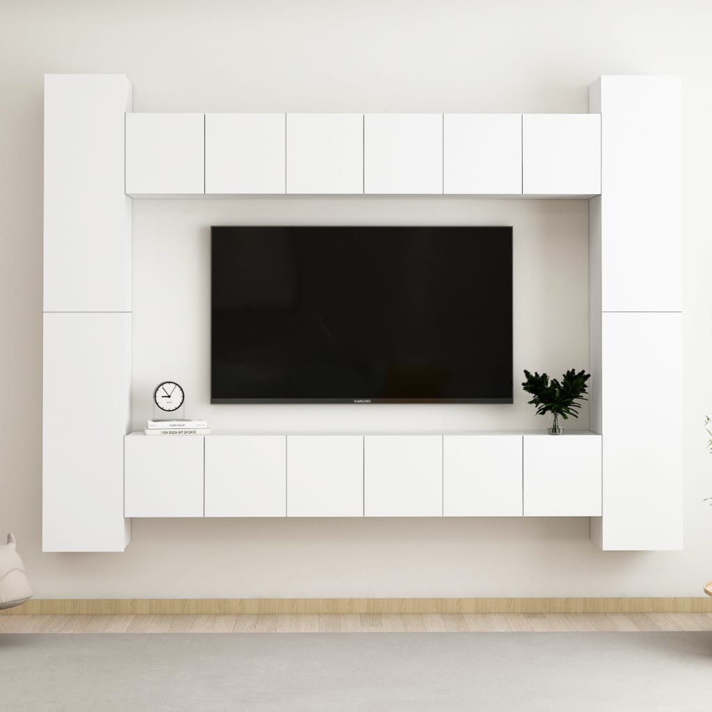 vidaXL 10 Piece TV Cabinet Set White Engineered Wood