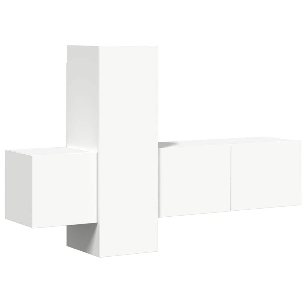 3 Piece TV Cabinet Set White Engineered Wood