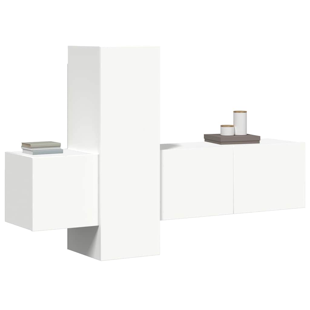 3 Piece TV Cabinet Set White Engineered Wood