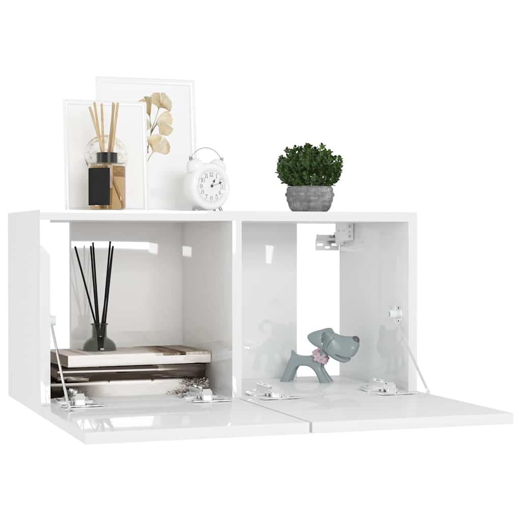 8 Piece TV Cabinet Set White Engineered Wood