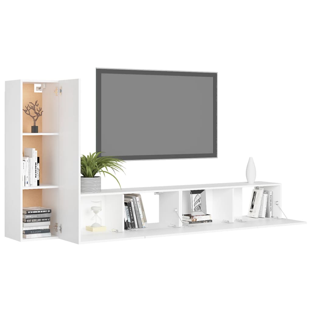 vidaXL 3 Piece TV Cabinet Set White Engineered Wood