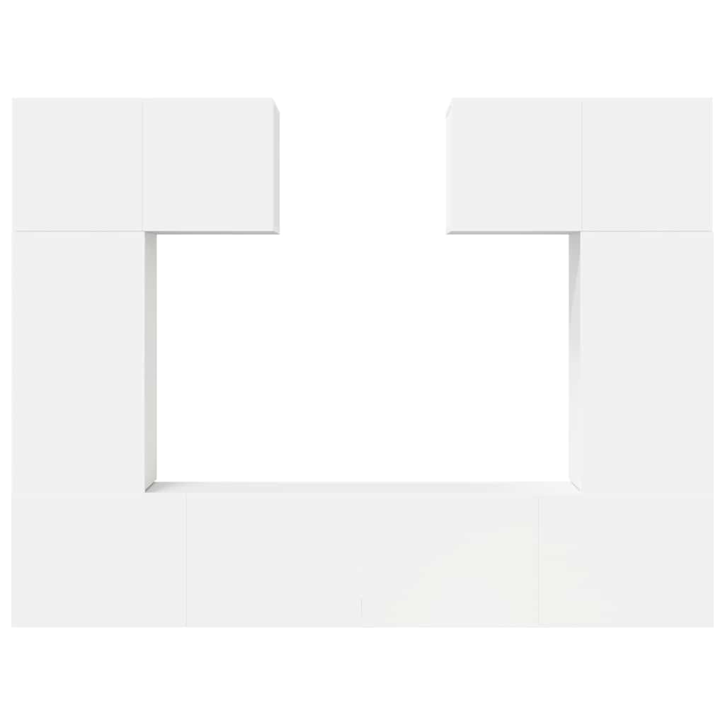 6 Piece TV Cabinet Set White Engineered Wood