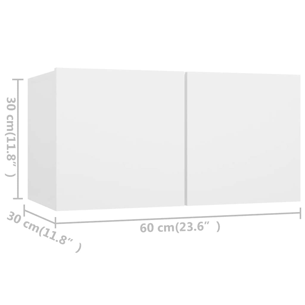 3078710 vidaXL 4 Piece TV Cabinet Set White Engineered Wood (804509+801472x2)