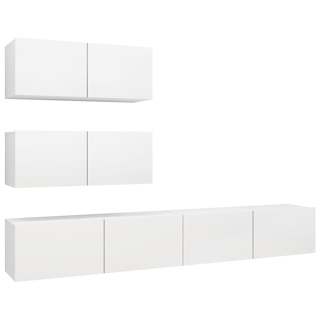 3078711 vidaXL 4 Piece TV Cabinet Set White Engineered Wood (801472x2+801481x2)