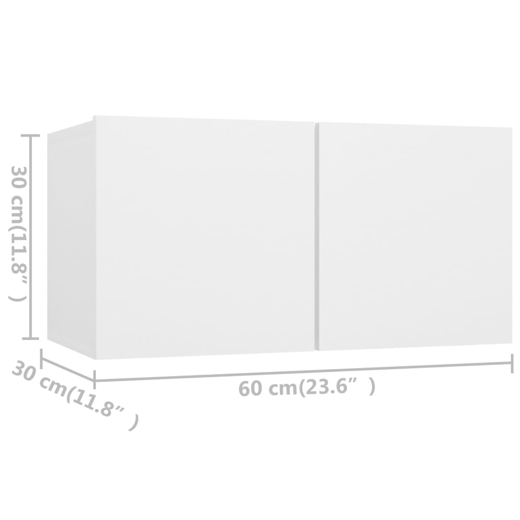 8 Piece TV Cabinet Set White Engineered Wood