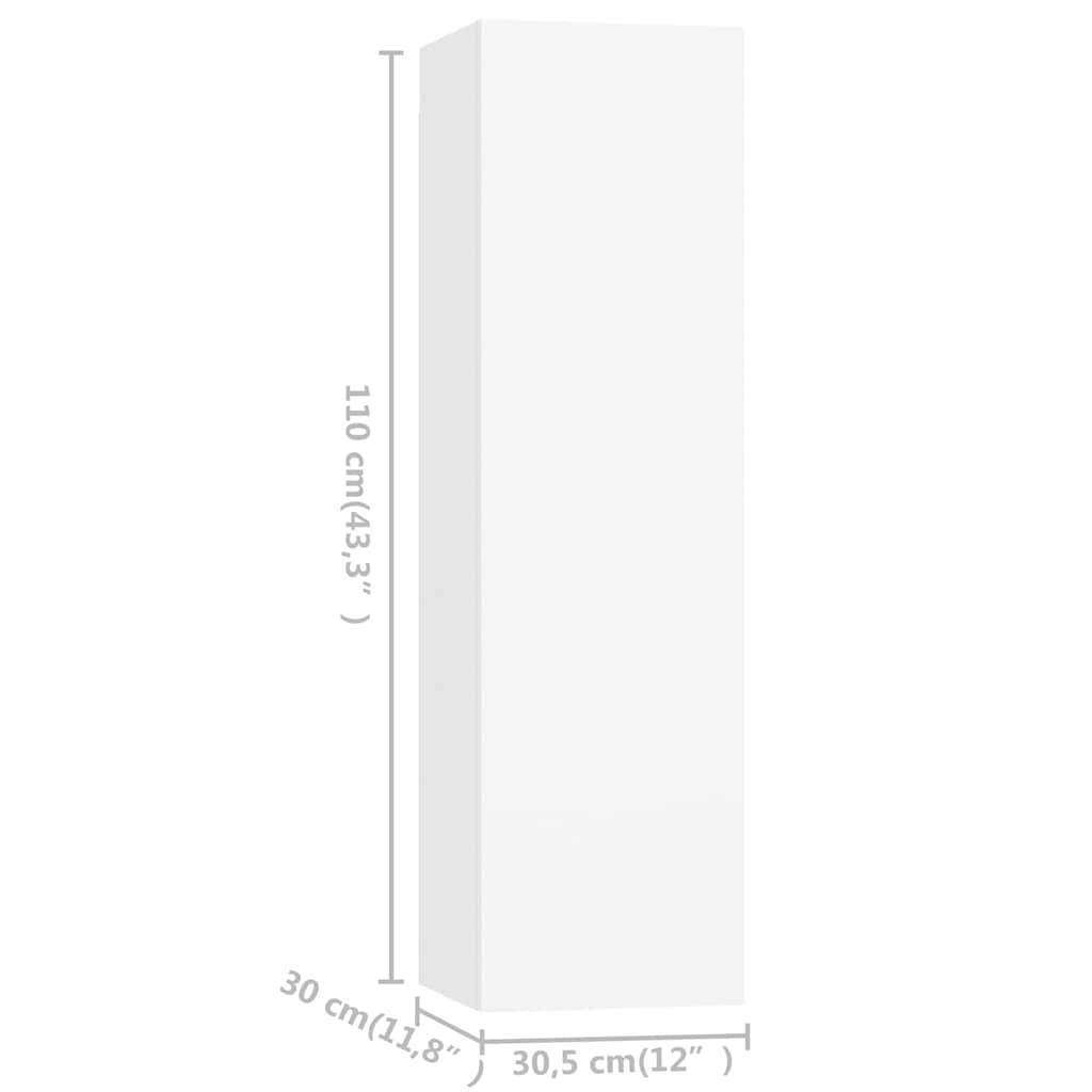 7 Piece TV Cabinet Set White Engineered Wood