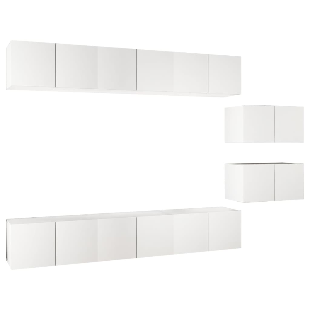 TV Cabinets 8 pcs White Engineered Wood