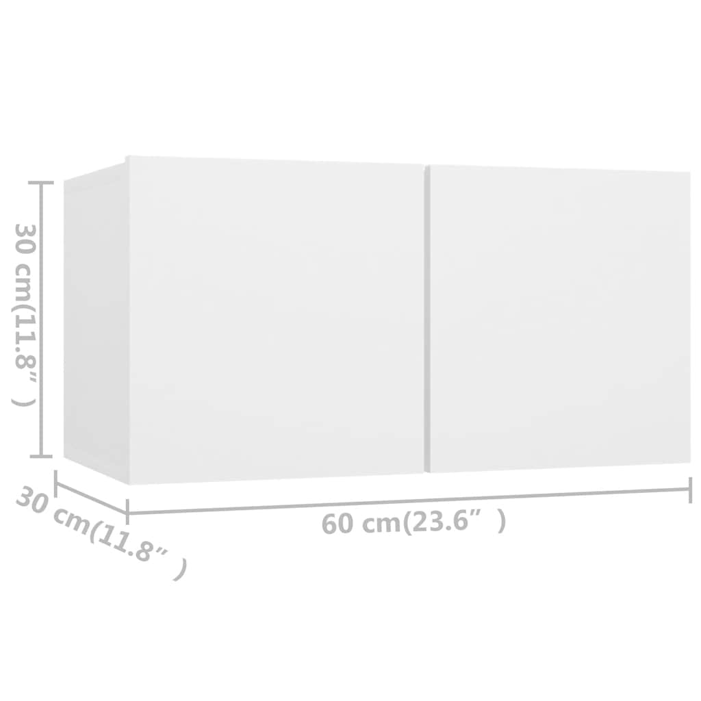7 Piece TV Cabinet Set White Engineered Wood