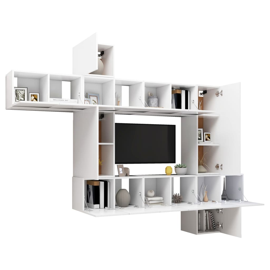 vidaXL 10 Piece TV Cabinet Set White Engineered Wood