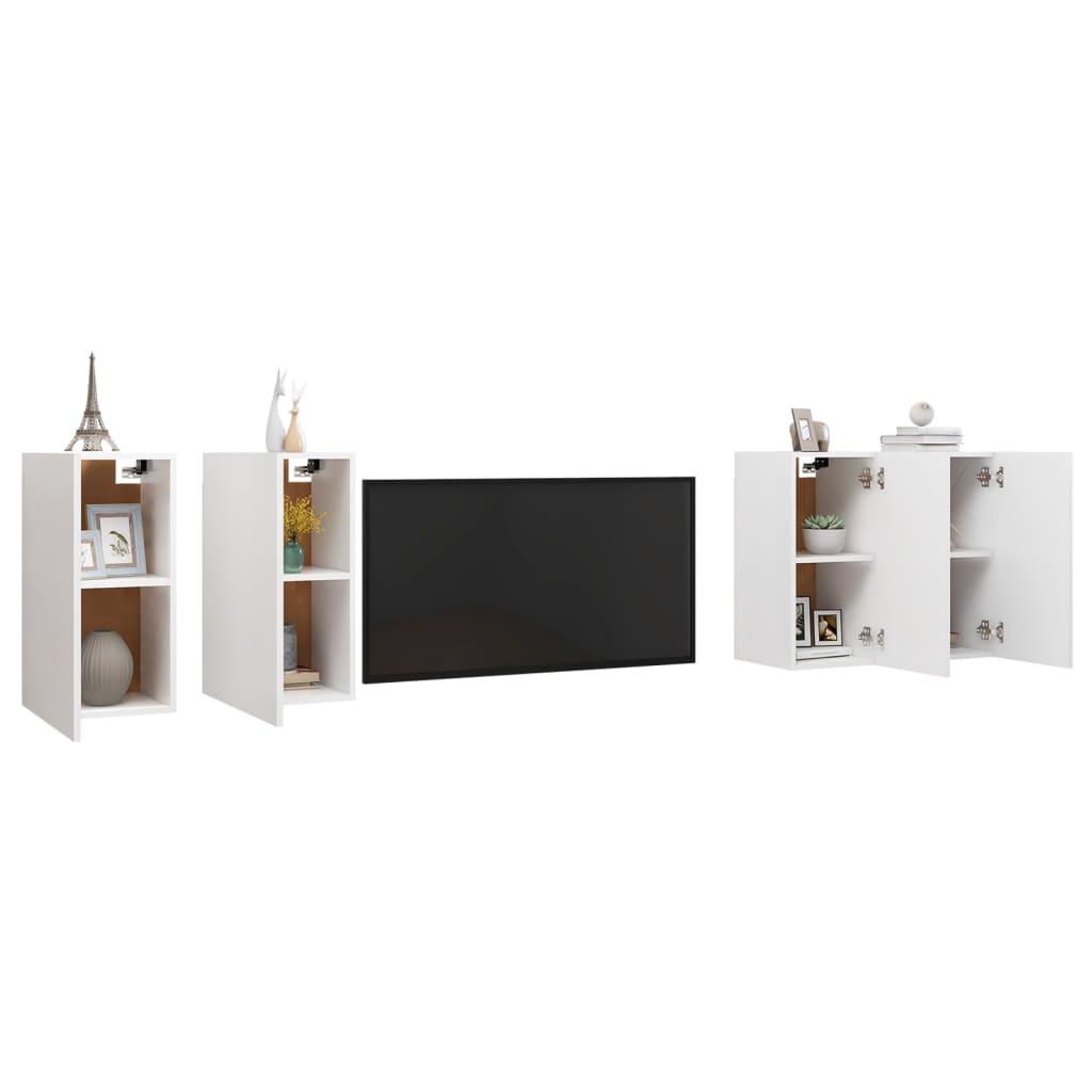 4 Piece TV Cabinet Set White 30,5x30x60 cm Engineered Wood