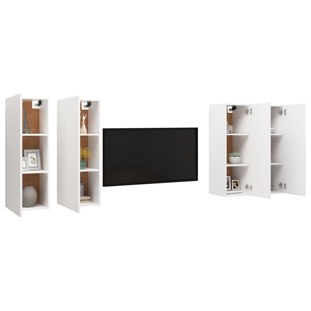 vidaXL TV Cabinets 4 pcs White 30.5x30x90 cm Engineered Wood