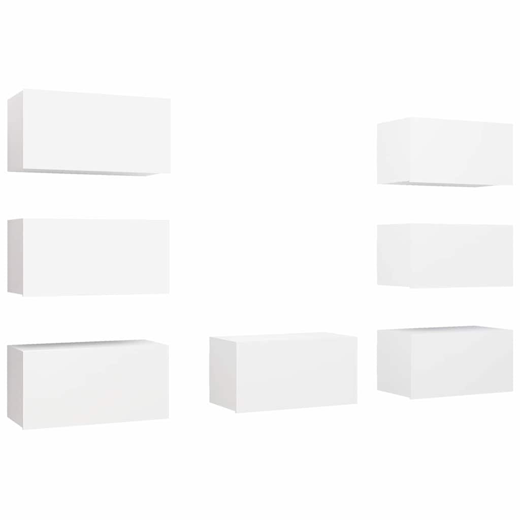 7 Piece TV Cabinet Set White 30,5x30x60 cm Engineered Wood