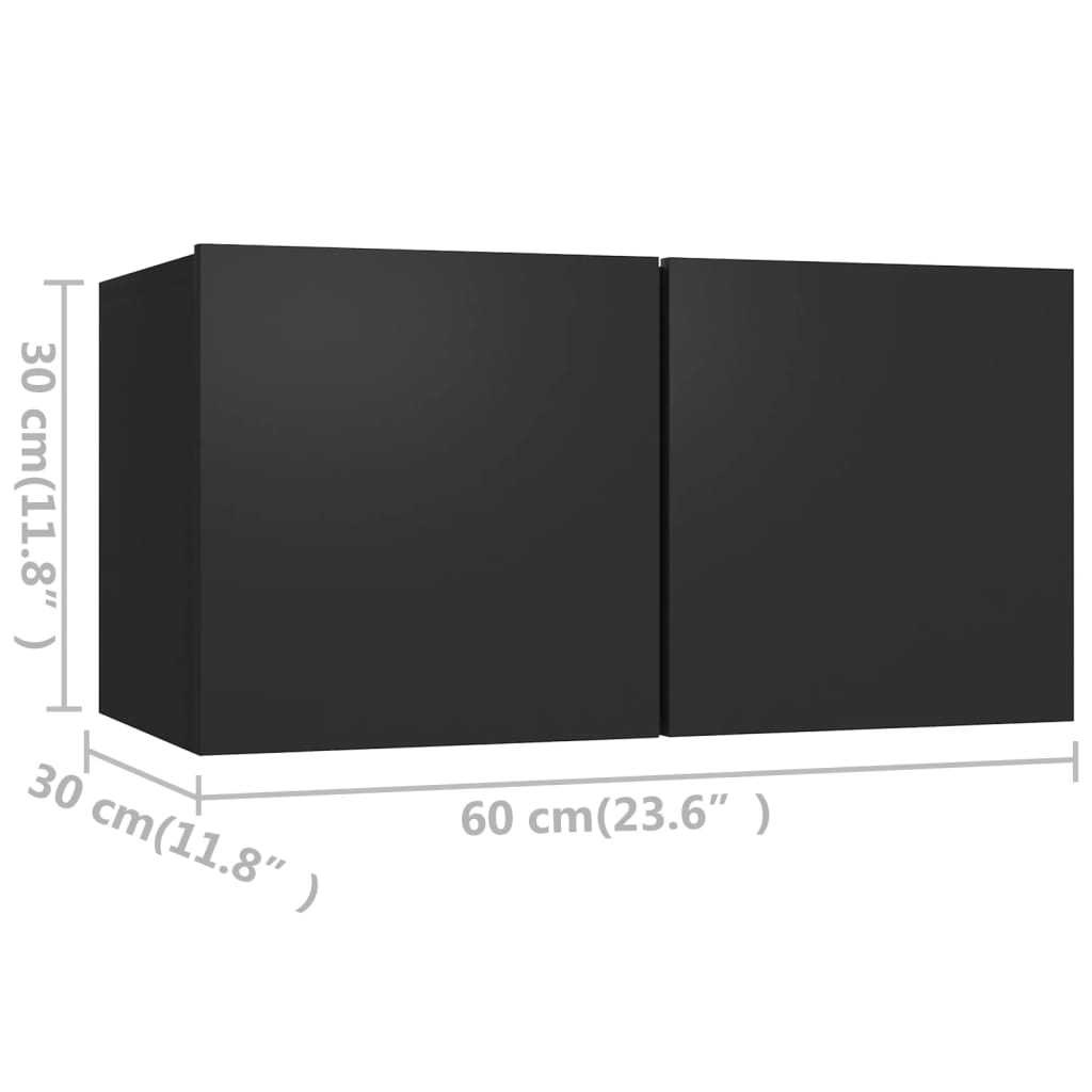 vidaXL TV Cabinets 4 pcs Black 60x30x30 cm Engineered Wood