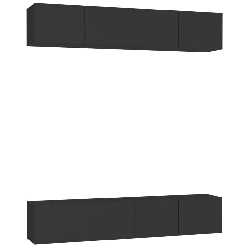 vidaXL TV Cabinets 4 pcs Black 80x30x30 cm Engineered Wood