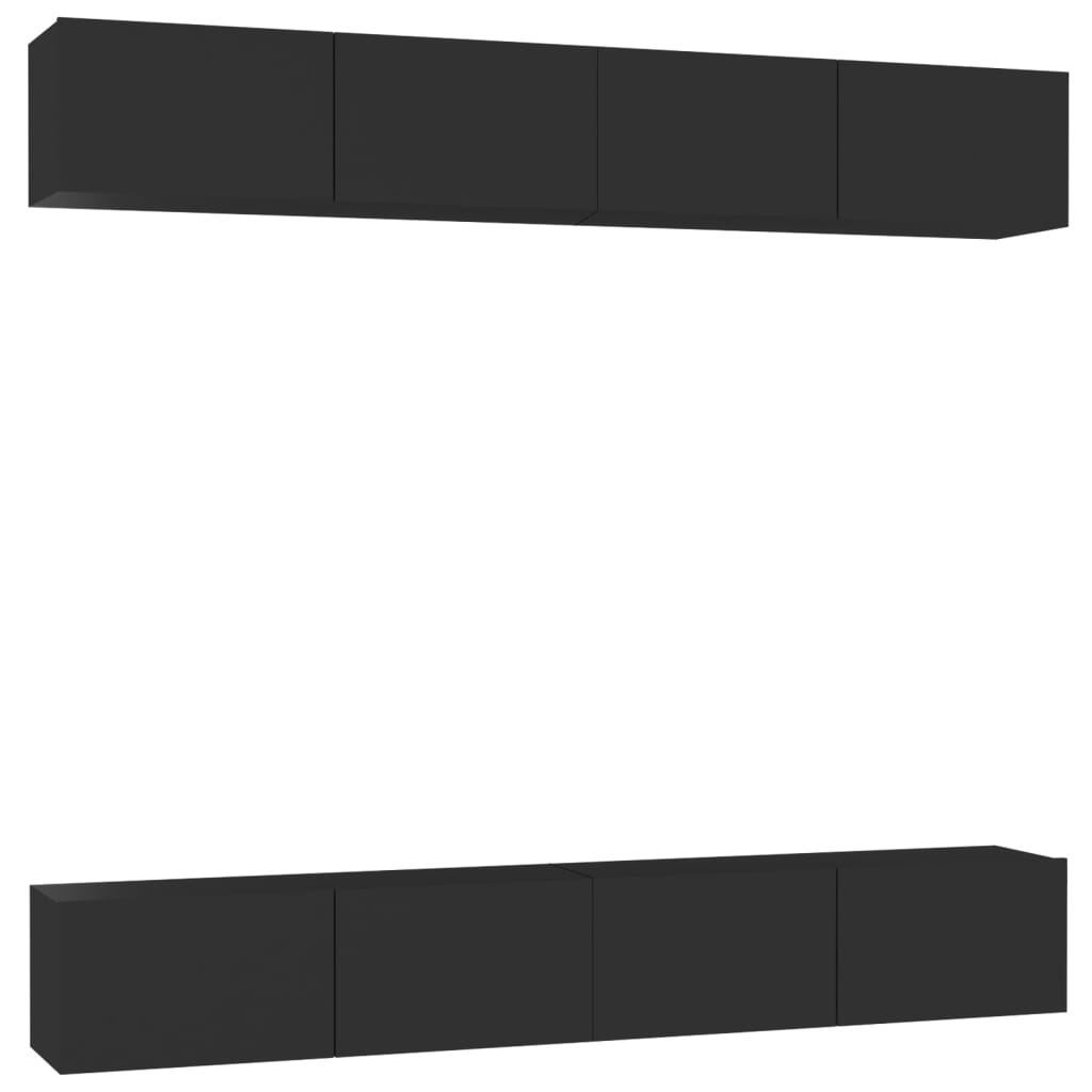 vidaXL TV Cabinets 4 pcs Black 100x30x30 cm Engineered Wood