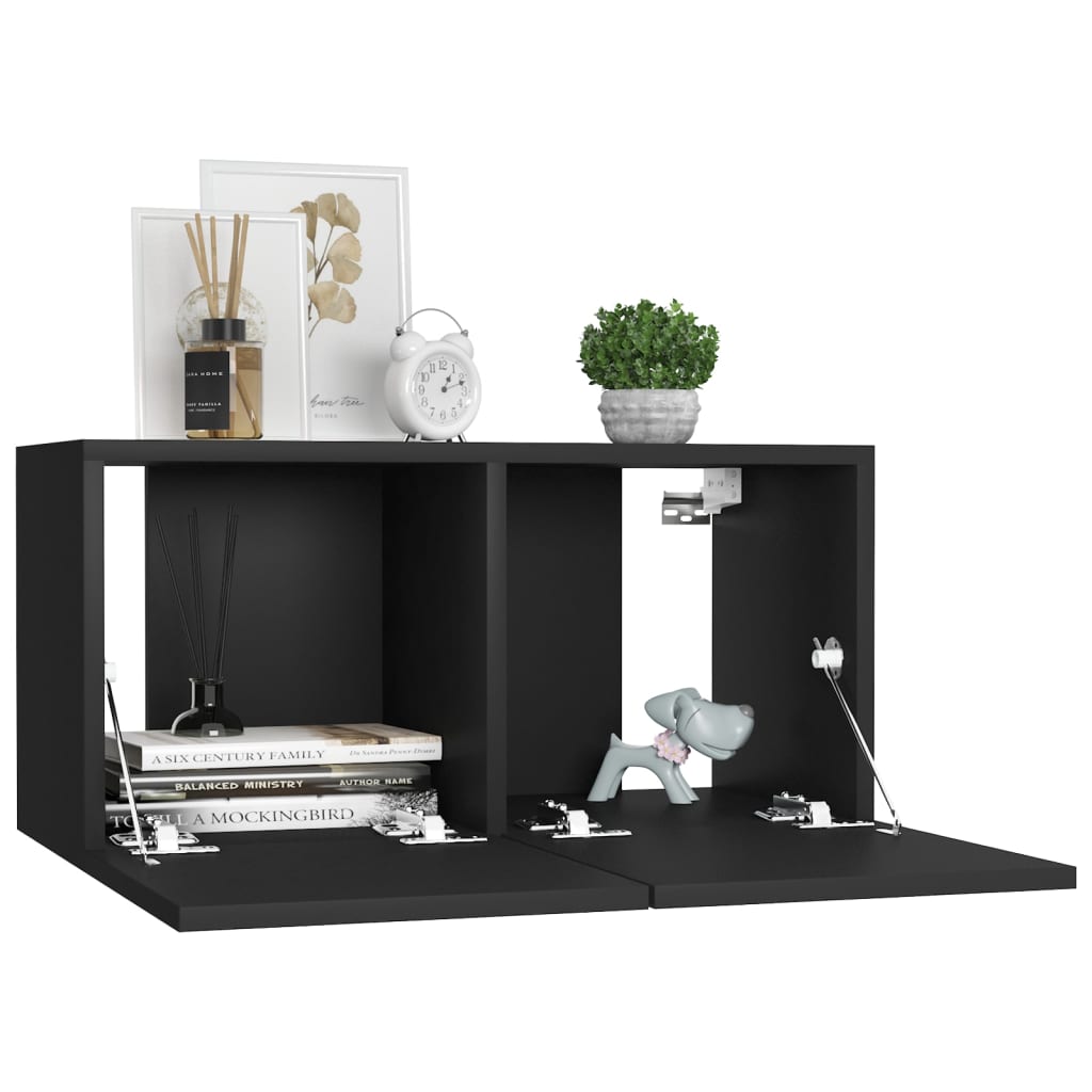 vidaXL 4 Piece TV Cabinet Set Black Engineered Wood