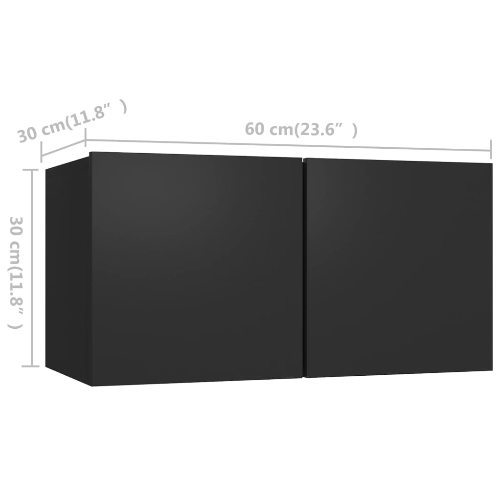 vidaXL 3 Piece TV Cabinet Set Black Engineered Wood