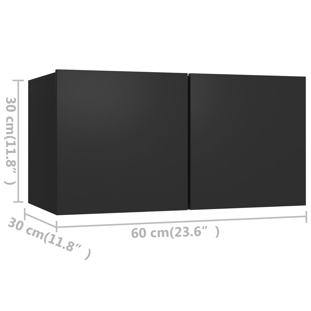 vidaXL 2 Piece TV Cabinet Set Black Engineered Wood