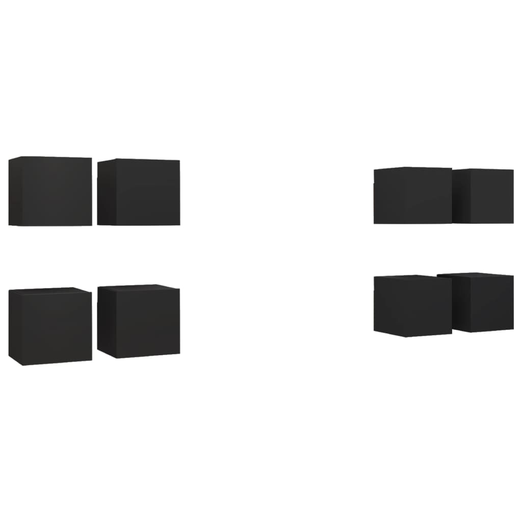 vidaXL Wall Mounted TV Cabinets 8 pcs Black 30.5x30x30 cm