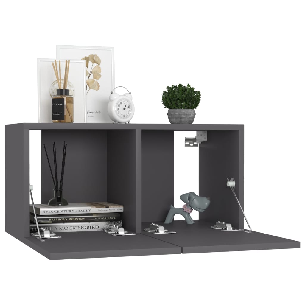 vidaXL 4 Piece TV Cabinet Set Grey Engineered Wood