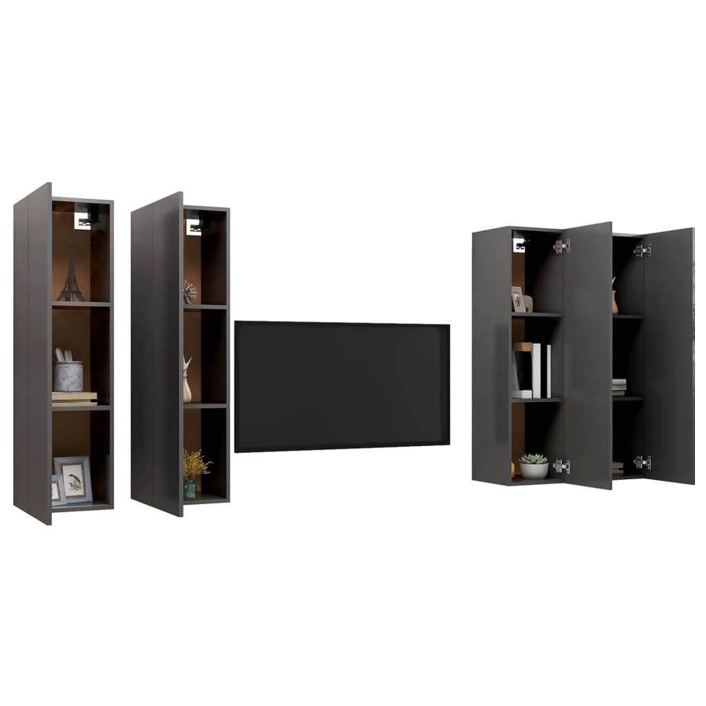 vidaXL TV Cabinets 4 pcs Grey 30.5x30x110 cm Engineered Wood