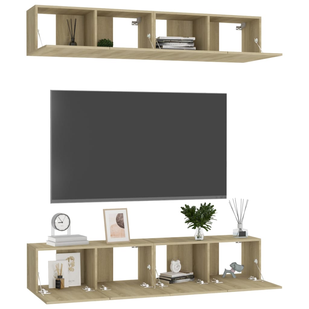 vidaXL TV Cabinets 4 pcs Sonoma Oak 80x30x30 cm Engineered Wood