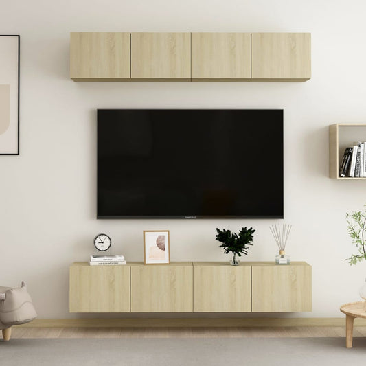 vidaXL TV Cabinets 4 pcs Sonoma Oak 80x30x30 cm Engineered Wood