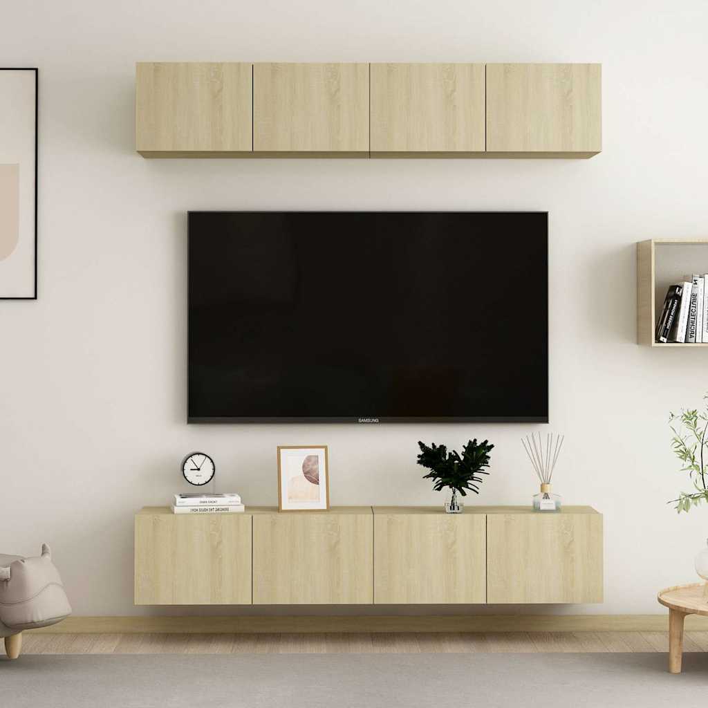 4 Piece TV Cabinet Set Sonoma Oak 80x30x30 cm Engineered Wood