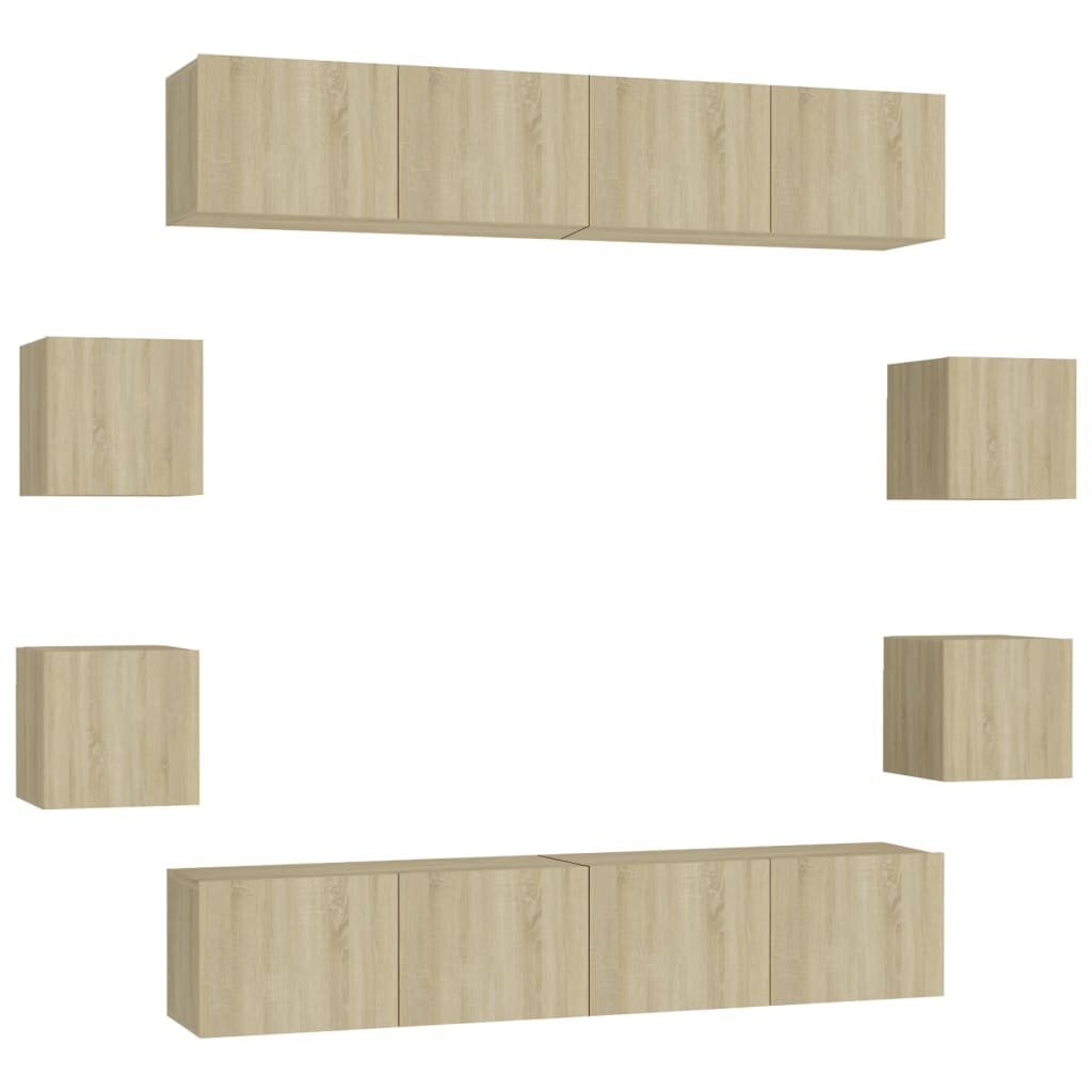 3078963 vidaXL 8 Piece TV Cabinet Set Sonoma Oak Engineered Wood (801475x4+804492)