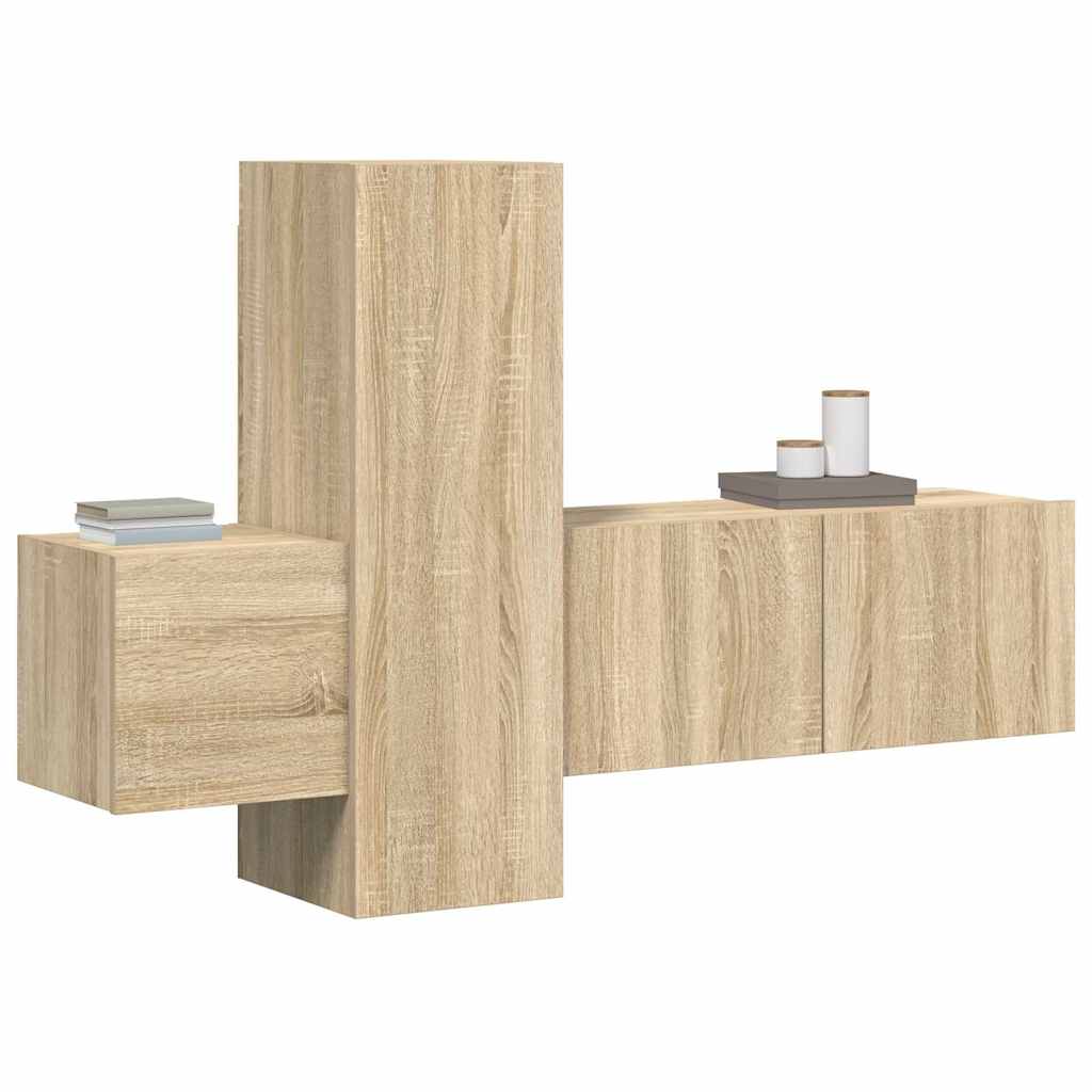 3 Piece TV Cabinet Set Sonoma Oak Engineered Wood
