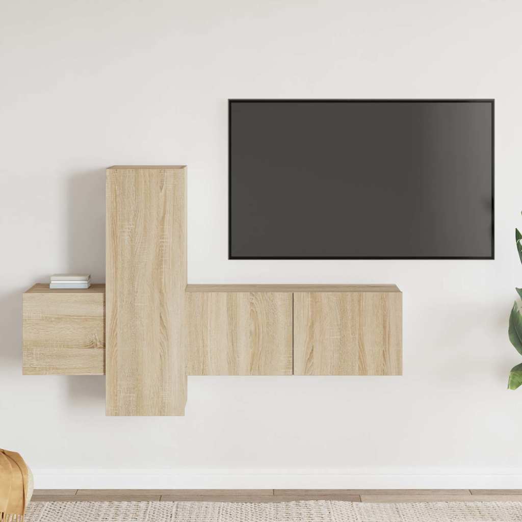 3 Piece TV Cabinet Set Sonoma Oak Engineered Wood