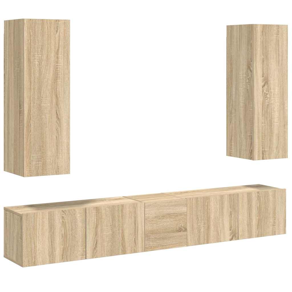 5 Piece TV Cabinet Set Sonoma Oak Engineered Wood